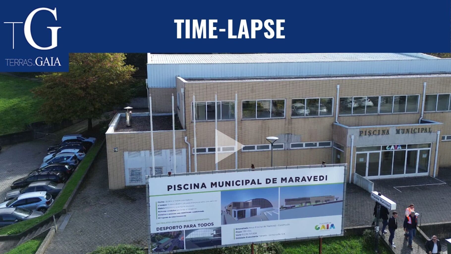 TIME-LAPSE | CONSTRUÇÃO DA NOVA PISCINA MUNICIPAL DE MARAVEDI VAI AVANÇAR EM VILA NOVA DE GAIA