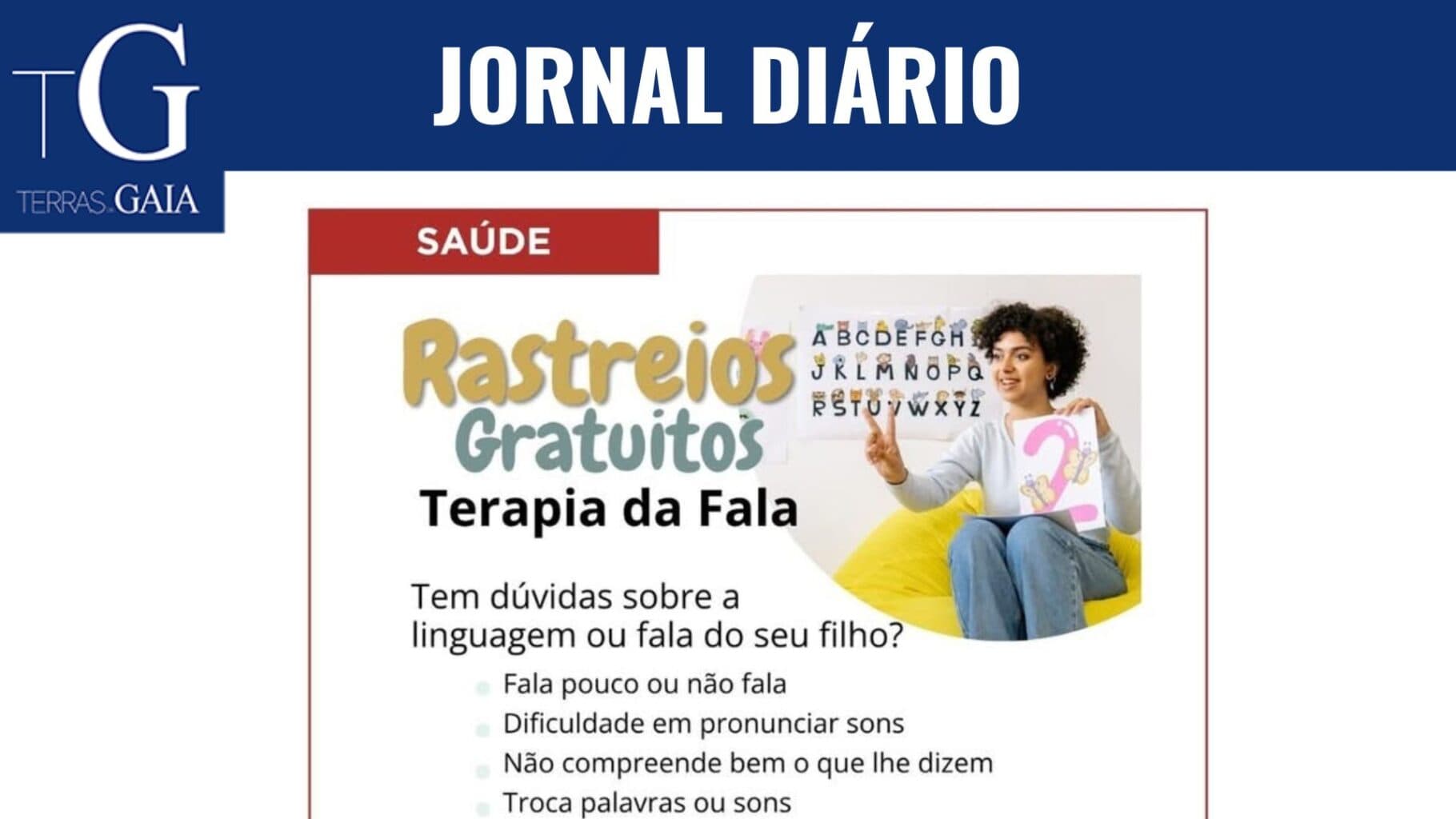 Rastreios gratuitos de terapia da fala em Serzedo